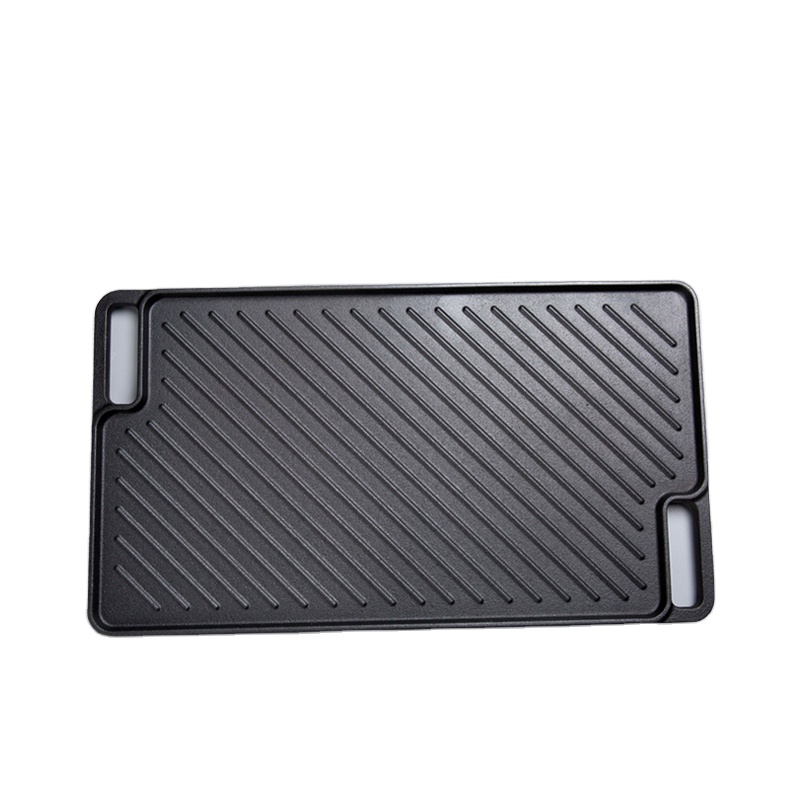 Hot sell Outdoor Cast Iron Double side Reversible Griddle BBQ Grill pan (1)